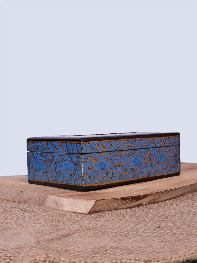 Blue N Black Paper Mache Tissue Box