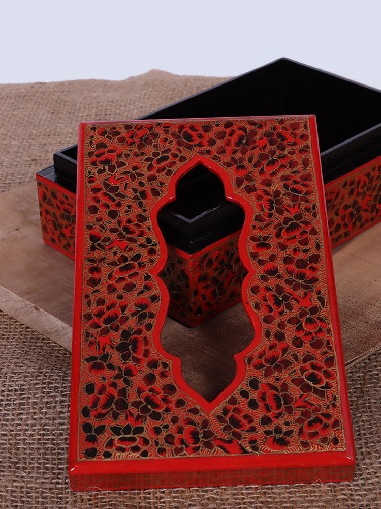 Bold Red Paper Mache Tissue Box