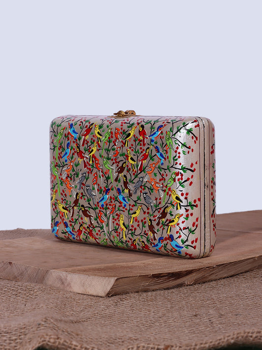 Chirps All Around Paper Mache Clutch