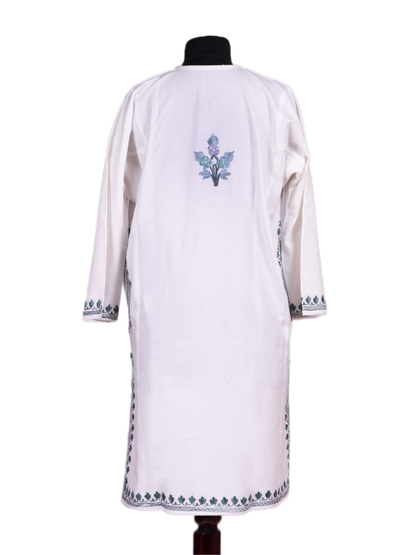 Nava-e-Poshkaar: Poshkar White Aari Embriodery pheran