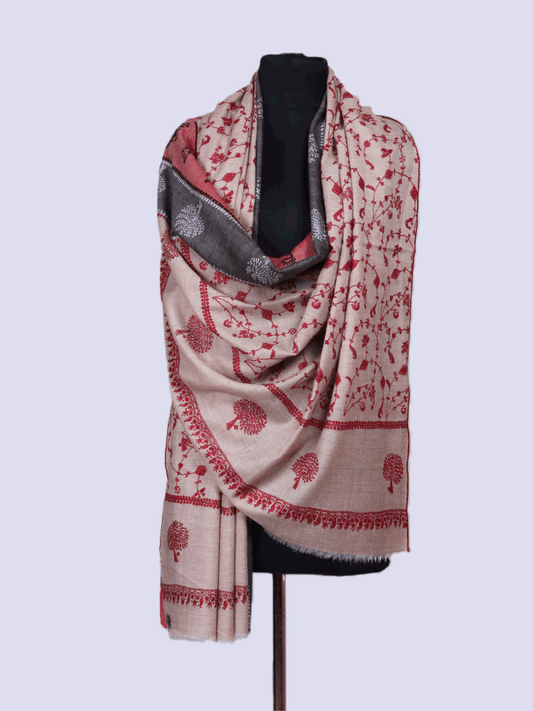 Natural Jaali Bootidar Pashmina Shawl