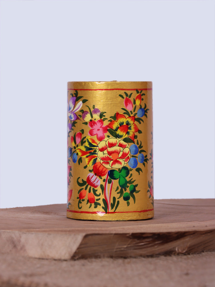 Multicolored Floral Design Paper Mache Pen Holder