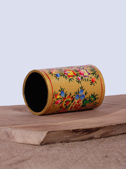 Multicolored Floral Design Paper Mache Pen Holder