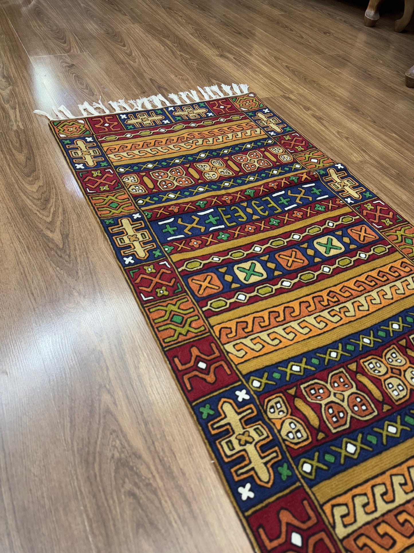 Kilim Design Handmade Chainstitch Runner/Rug/Wall Hanging