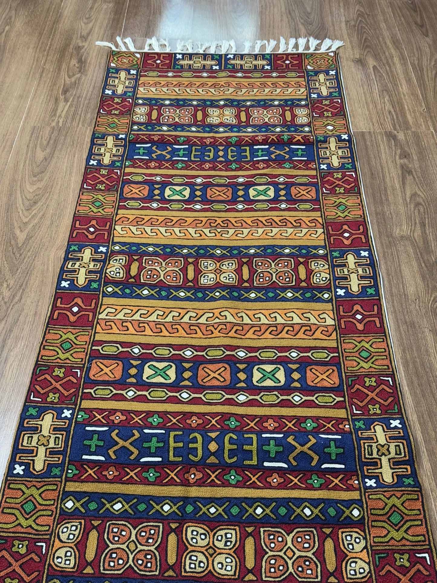 Kilim Design Handmade Chainstitch Runner/Rug/Wall Hanging