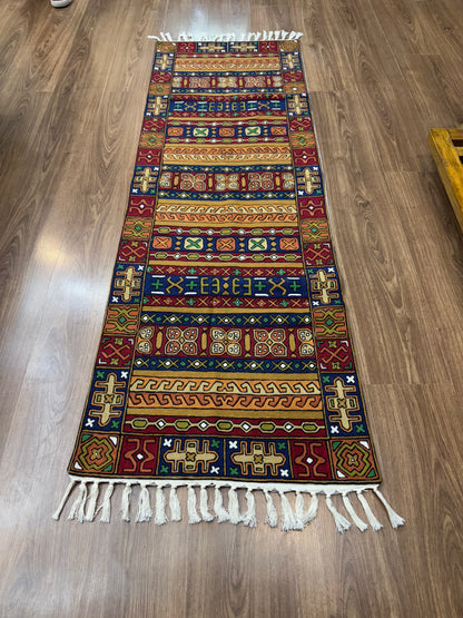 Kilim Design Handmade Chainstitch Runner/Rug/Wall Hanging