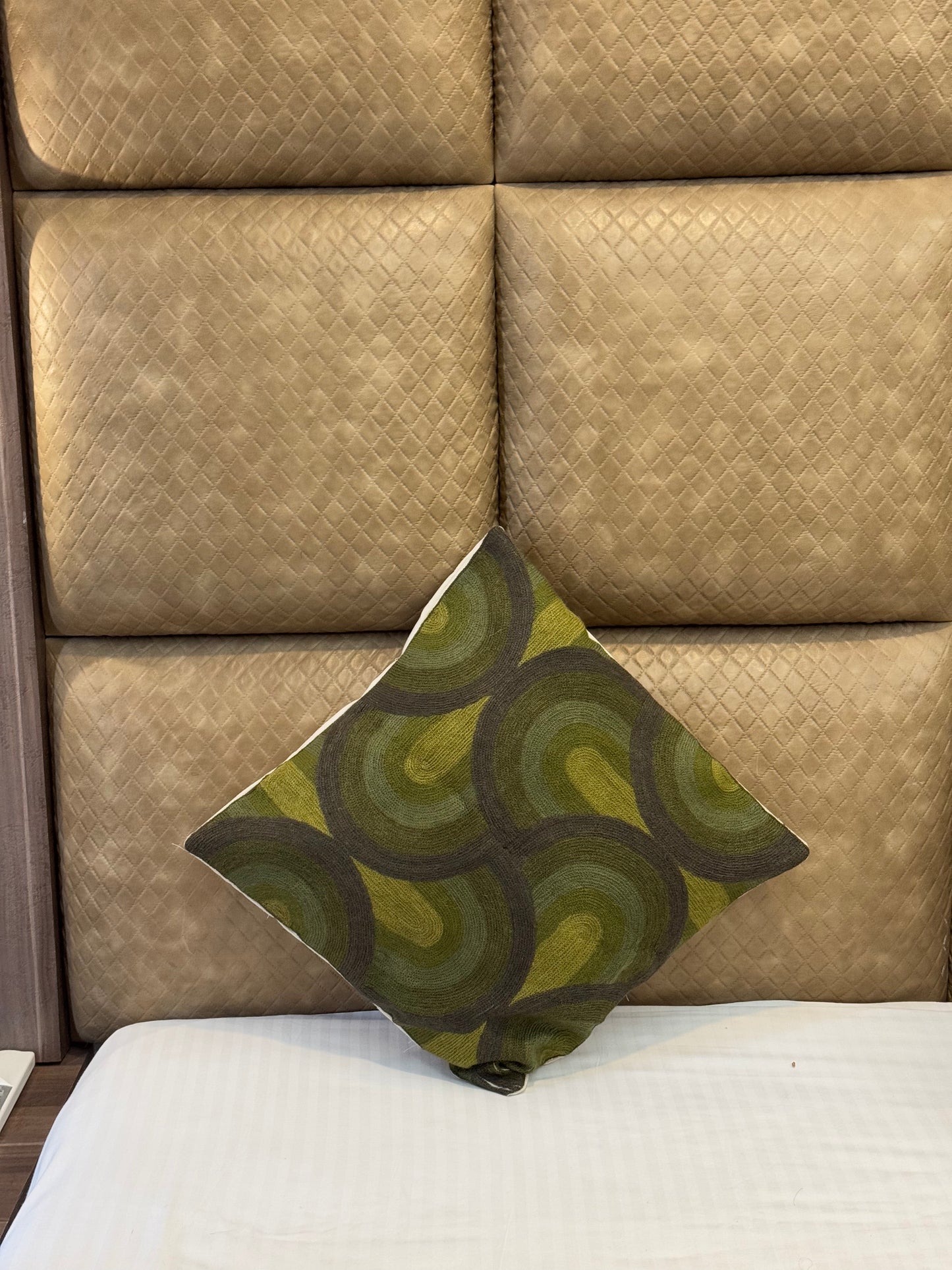 Shades Of Green Handmade Chainstitch Cushion Covers (Set of Two)