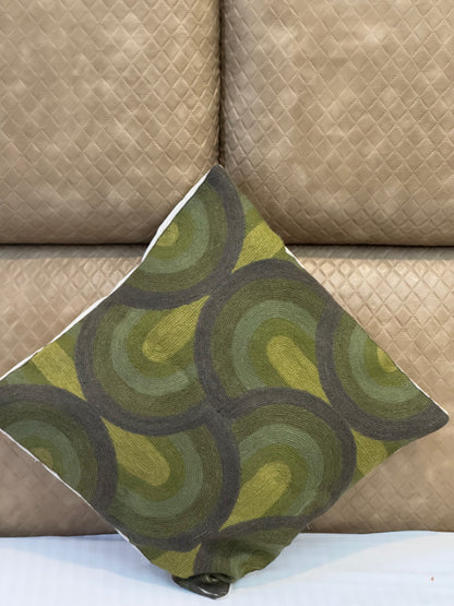 Shades Of Green Handmade Chainstitch Cushion Covers (Set of Two)