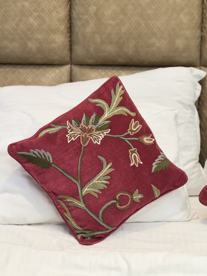 Floral Vine Handmade Chainstitch Cushion Cover (Set of Two)