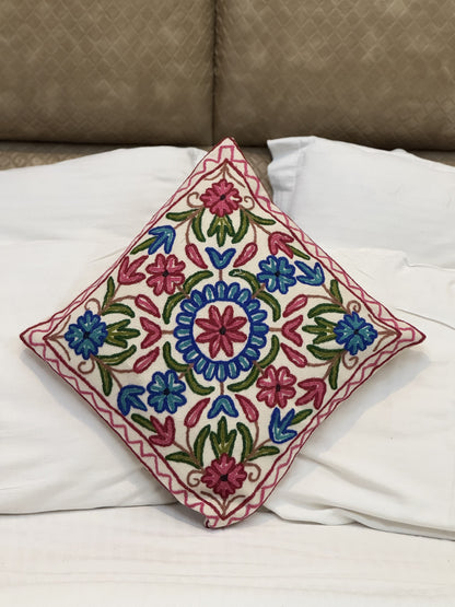 Poshkaar Design Crewel Embroidered Cushion Cover (Set of Two)